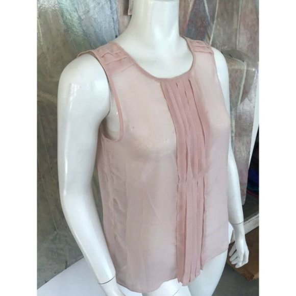 Design History Pale Blush Pink Pleat Front Sleeveless Blouse Top Size Small - Picture 4 of 10